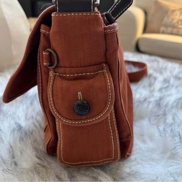 Fossil Canvas Brown Crossbody Shoulder Messenger Bag - Picture 11 of 14